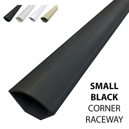 Electriduct Small Corner Duct 1075 Series Cable Raceway- 5ft x 20pcs- Black SRCD-1075-5-CASE-BK